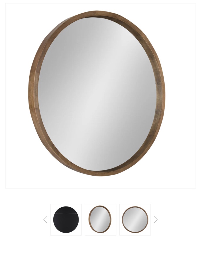 Hutton Round Wood Wall Mirror Walnut 30” 