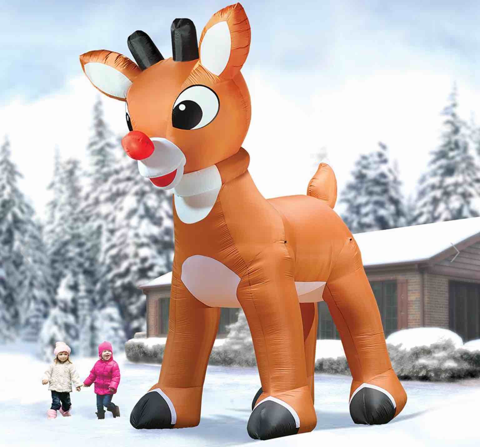 15' Inflatable Rudolph With Blinking Nose