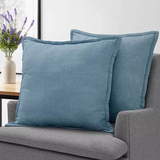Indoor/Outdoor Sunbrella Lumbar Pillow Set, 2 Count (Pack of 1), Denim Blue