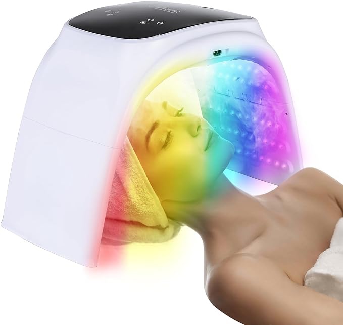 8-in-1 LED Light Therapy for Face - Photon LED Light Facial Machine - LED Face Light Therapy, LED Therapy Machine w/Hot & Cold Mist Functions