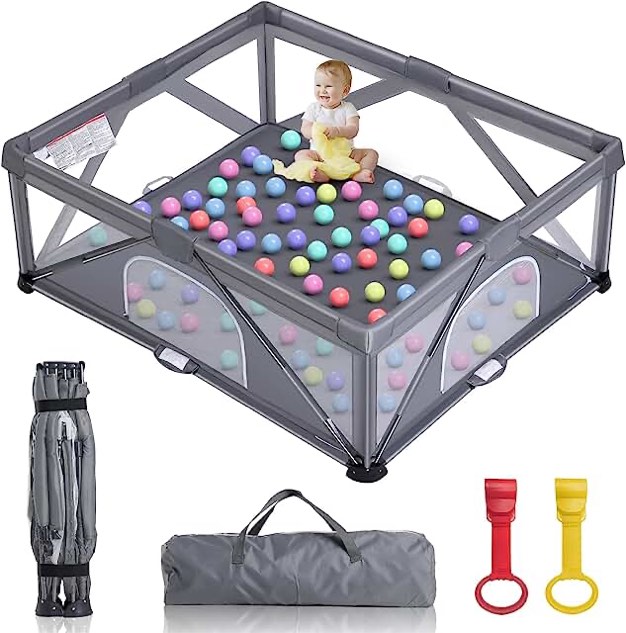 sgs foldable baby playpen n2304, dark grey