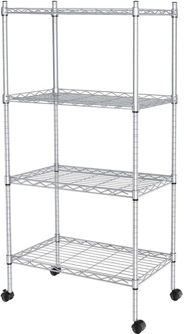 JS HANGER Wire Shelving Unit, 4-Tier Heavy Duty Height Adjustable Rolling Metal Shelves for Storage, 440 lbs Capacity, 23.23''W X 13.4''D X 47.24''H, Black 4-tier Black
