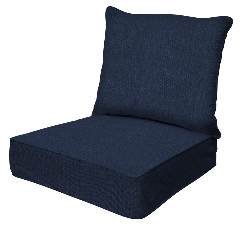 Honeycomb Outdoor Deep Seat Set, 24" W x 23", Textured Solid Indigo Blue Outdoor Chair Cushions
