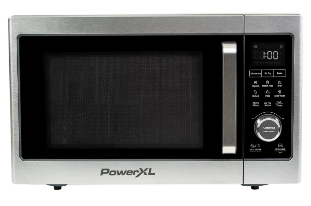 PowerXL Microwave Air Fryer Plus, Stainless Steel / Black, 1cu. ft.