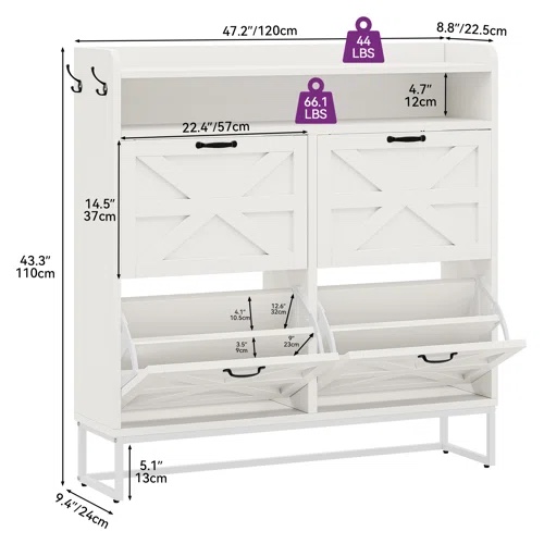 24 Pair Shoe Storage Cabinet