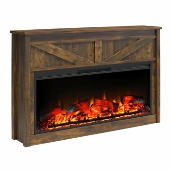 Wide Modern Farmhouse Mantel with Electric Fireplace