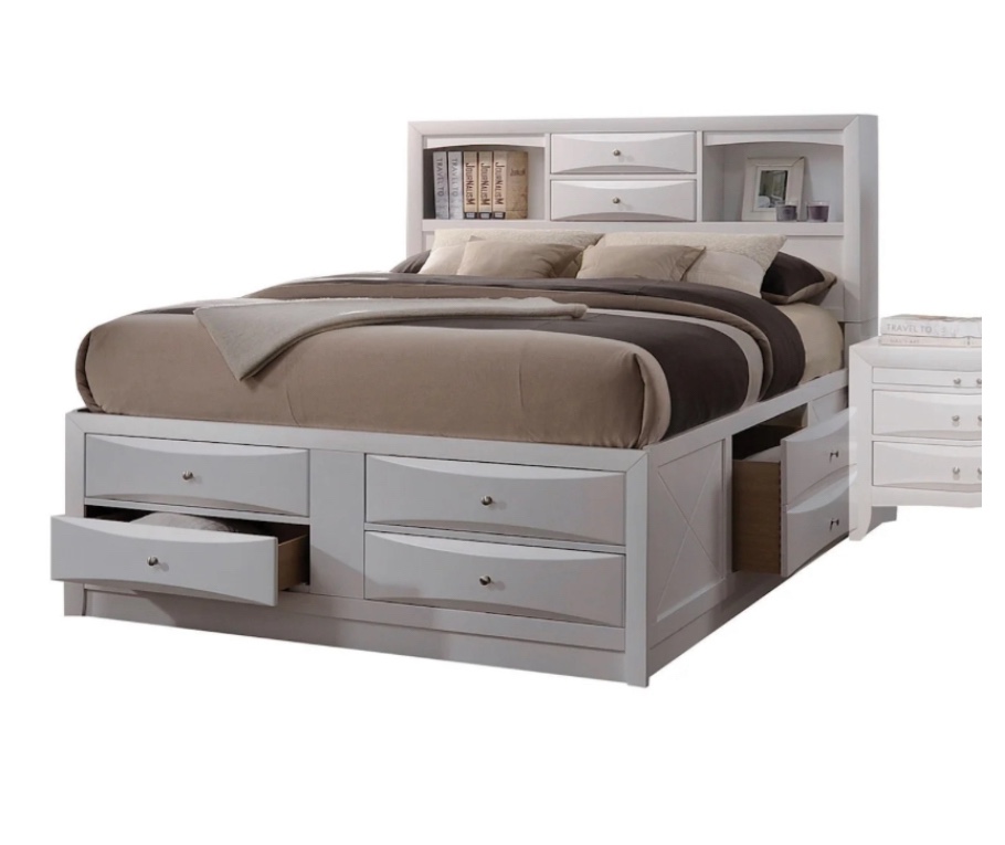 Eastern King Bed w/Storage Ireland Storage - White Collection by Acme Furniture