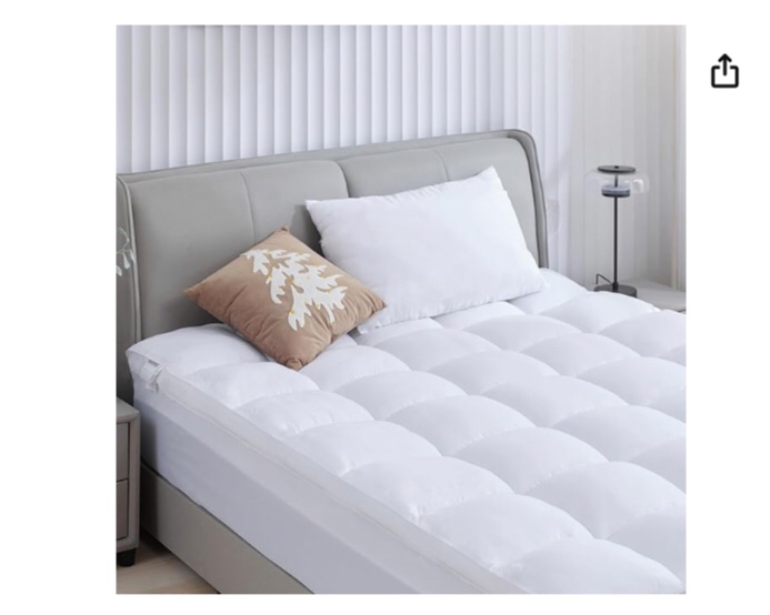 BDEUS Queen Mattress Topper, 1450 GSM Extra Thick Mattress Pad with Elastic Pocket, Premium 7D Snow Down Alternative Bed Topper, Ideas for Mom - 60"x80" White