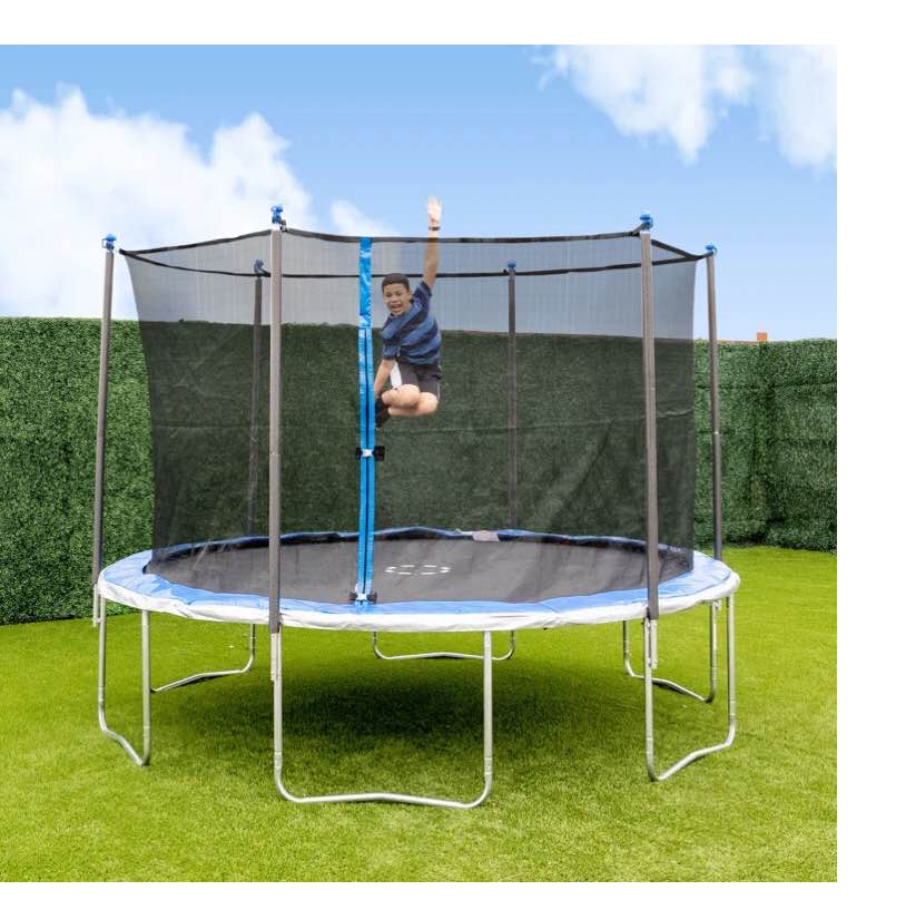 Trujump 12' Round Trampoline with Safety Enclosure & with Lifetime Warranty on Jump Mat