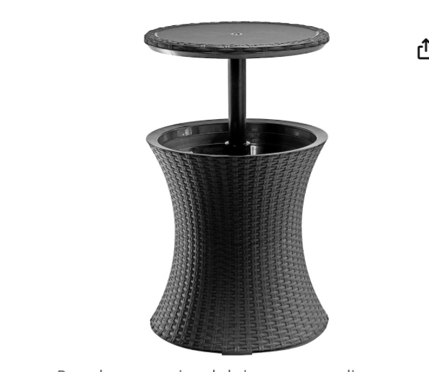 Artem Cool Bar Outdoor Patio Furniture and Side Table with 7.5 Gallon Beer and Wine Cooler