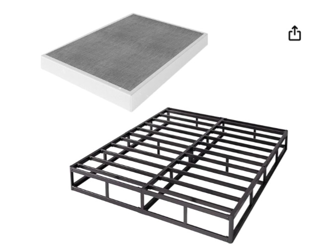 QUEEN METAL BOX SPRING IN BLACK LINEN