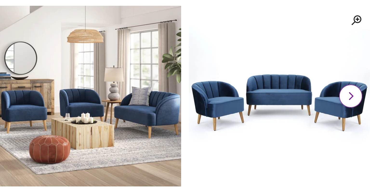 Chunni 3 - Piece Velvet Living Room Set