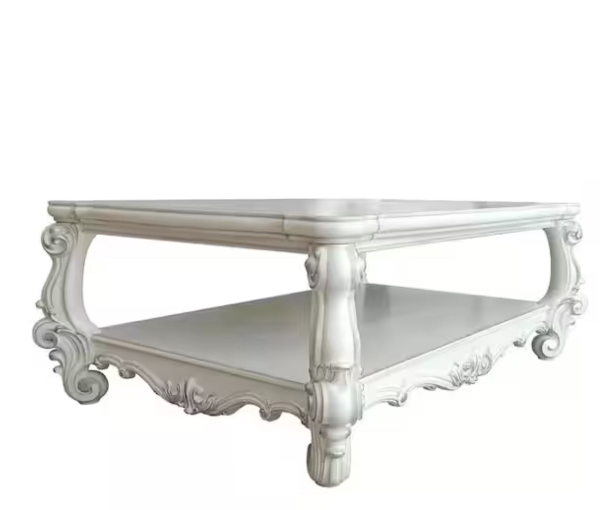 Versailles 21 in. Bone White Finish Rectangle Wood Coffee Table