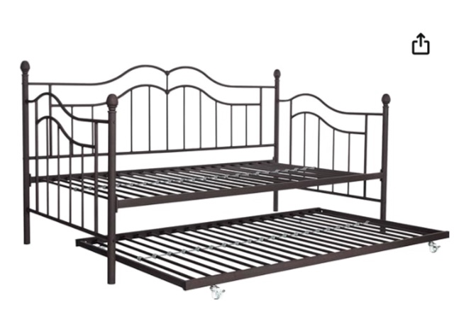 DHP Tokyo Daybed and Trundle with Metal Frame, Twin Over Twin Size, Brushed Bronze