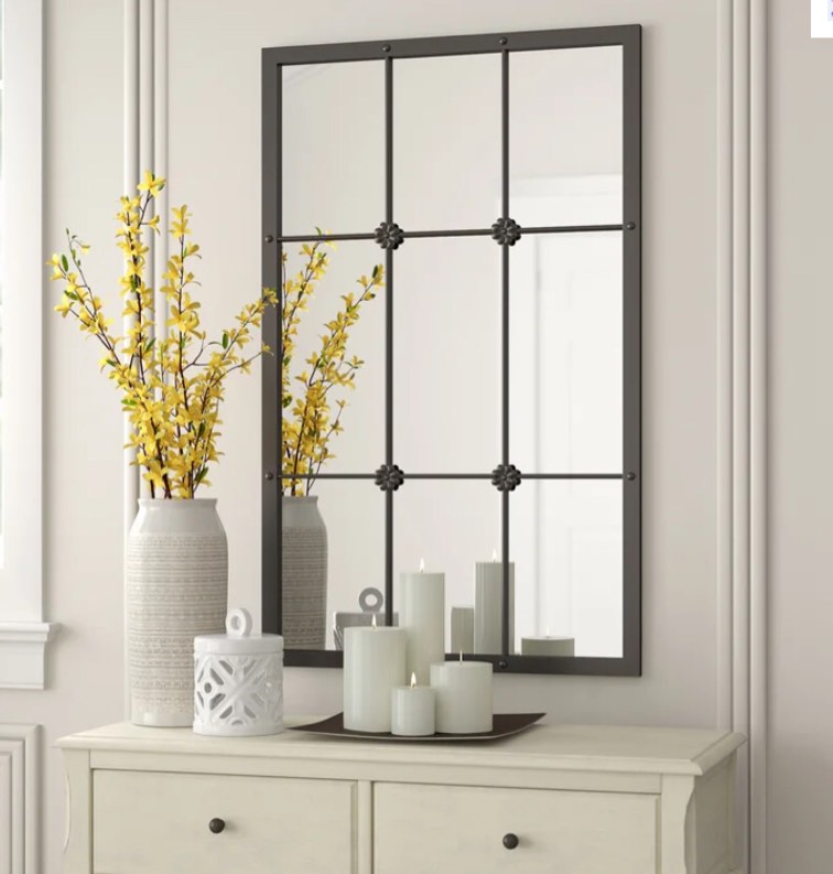 Kinslee Metal Window Pane Farmhouse Wall Mirror