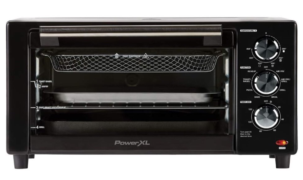 PowerXL Air Fryer Grill 8 in 1 Roast, Bake, Rotisserie, Electric Indoor Grill (Black Standard No Rotisserie) OPEN BOX