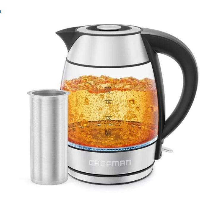 Chefman Easy-Steep 1,8L Electric Kettle with Tea Infuser, Stainless Steel, 1.8L / 1500 Watt