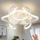 Dalouguan Ceiling Fan with Light Remote Control, 6 Speeds 3 Colors Geometric Bladeless Ceiling Fan with Lights, White Low Profile Flush Mount Ceiling Fan for Kitchen Living Room Bedroom