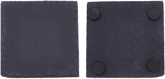 SUPERFINDINGS 2Pcs Slate Slabstone Cup Mats Bulk Square Slate Stone Cup Coaster Black Stone Drinks Coasters for Drinks, Cups, Bar, Kitchen, Home Decor