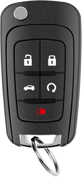 Roll over image to zoom in 5 Button Flip Key Fob Replacement Fits for Chevy Equinox Camaro 2010 2011 2012 2013 2014 2015 2016 2017 Cruze Malibu Impala Sonic GMC Terrain Buick Lacrosse Regal Verano Car Keyless Entry (Pack of 1)