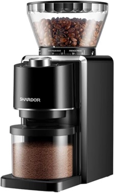 SHARDOR Anti-static Conical Burr Coffee Bean Grinder for Espresso with Precision Timer, Touchscreen Adjustable Electric Burr Mill with 51 Precise Settings for Home Use, Brushed Stainless Steel