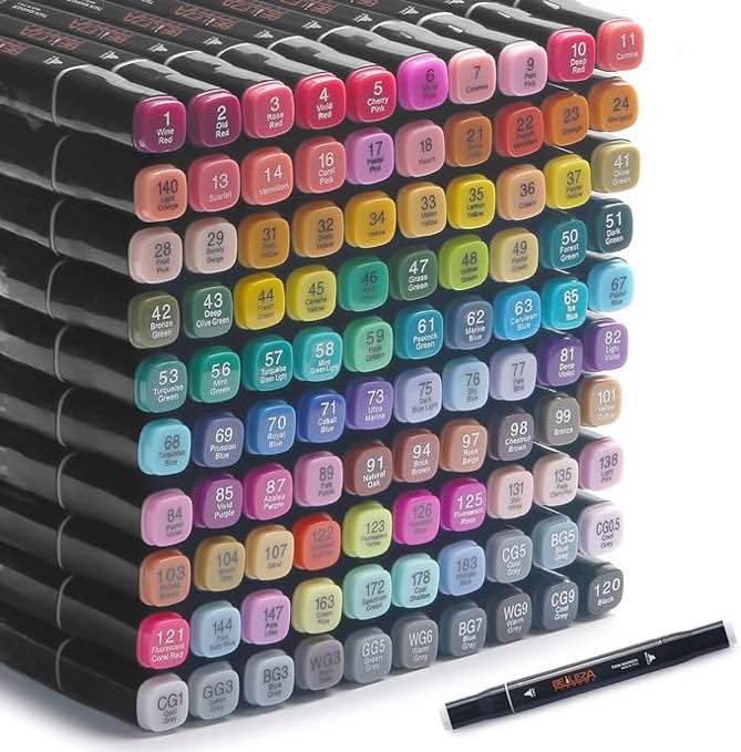 belleza suprema 100 Colors Alcohol Markers Dual Tips Permanent Art Markers Pen for Kids & Adult, Alcohol-Based Highlighter Pen Sketch Markers for Painting, Coloring, Sketching and Drawing.?Black