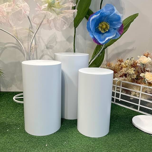 AHUAWA Cylinder Stands for Party 3PCS Foldable Cardboard Columns Pedestal Stand Cylinder Tables for Parties Baby Shower Wedding Birthday Display Dessert Cake Decoration