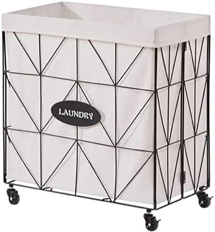 Mxfurhawa Laundry Hamper, Collapsible Laundry Basket Large Capacity 110L Metal Laundry Hamper with Removable Liner, Rolling Wheels and Collapsible Design for Clothes Storage and Organization (Black)