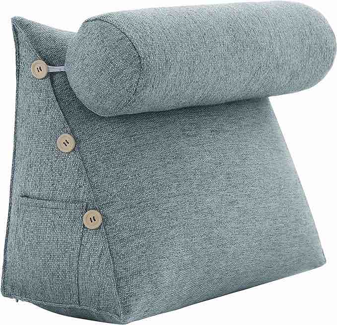 VERCART Bed Wedge Pillow Adjustable Reading Throw Cushions for Sleeping Triangular Bedrest Lumbar Neck Back Support Pillows with Removable Cover, gray  23.5 Inches