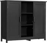Iwell Floor Storage Cabinet with 2 Doors and 2 Open Shelves, Wooden Buffet Cabinet, Freestanding Cabinet for Kitchen, Living Room, Hallway, black