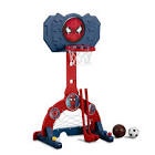 Delta Children - Marvel Spider-Man 4-in-1 Sports Center – Adjustable Easy Score Basketball Hoop, Soccer/Hockey Net and Golf Game, Red/Blue