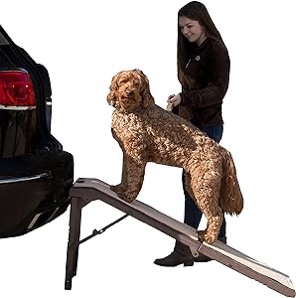 Pet Gear Free Standing Pet Ramp for Cats and Dogs, No Assembly Required, Easy Fold for Storage or Travel, Portable, Available in 6 Models Holds up to 200lbs New Chocolate Pet Ramp