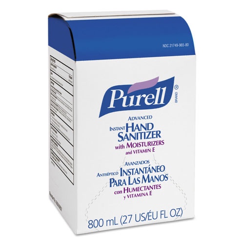 Purell Advanced Hand Sanitizer Gel Refill, Bag-in-Box, 800 ml, 7/Carton