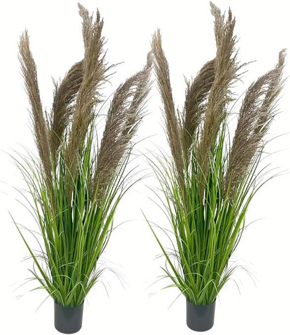 47" (4ft,2Pack) Pampas Grass Potted Plants - Artificial Faux Plants Featuring Tall Grass, Fake Grass - Perfect Home Decor for Plant Room Decoration or As Floor Plants.