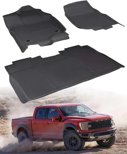 for Ford F150 Floor Mats 2015-2024 SuperCrew Cab,for F150 Lightning Models 22-24, All Weather Stylish XPE Truck 