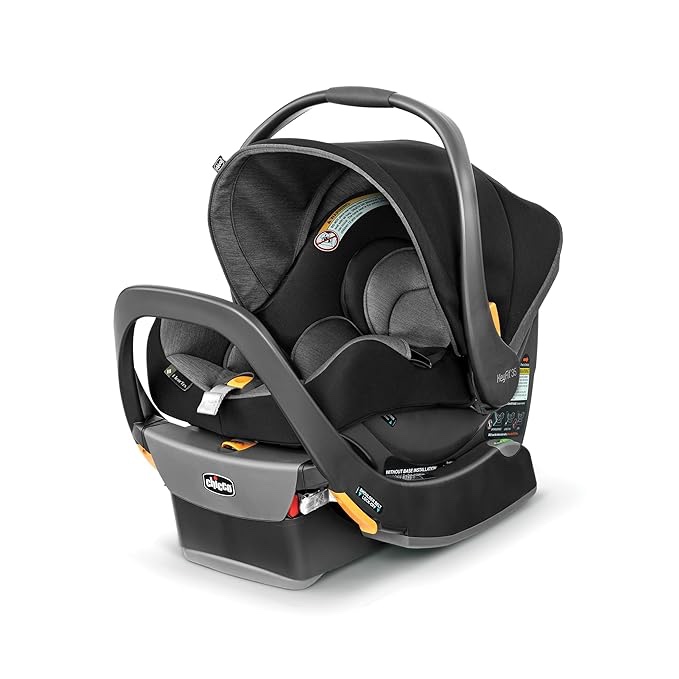Chicco KeyFit® 35 Zip ClearTex® Infant Car Seat and Base, Rear-Facing Seat for Infants 4-35 lbs, Infant Head and Body Support, Zip-Open Privacy Shield, Compatible with Chicco Strollers | Ash/Grey