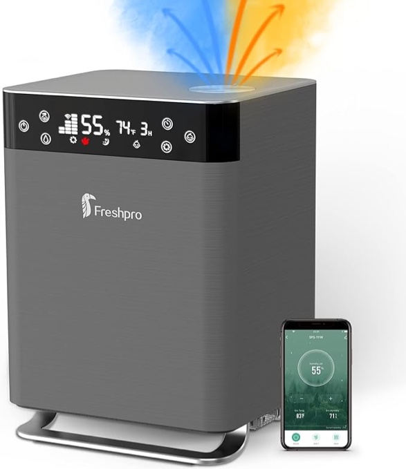 Humidifiers for Bedroom, 4.5L Top Fill Warm and Cool Mist for Large Room, Smart App & Voice Control, Customized Humidity, Sleep Mode, Timer, Ultra Quiet.