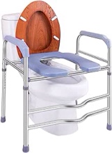 Raised Toilet Seat with Handles 400lbs, Bathroom Stand Alone Toilet Safety Frame for Elderly, Pregnant and Handicap, Adjustable Height, Fit Any Toilet