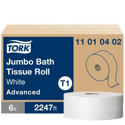 Tork Toilet Paper & Tissue Roll T1 7.875X3.48 IN 2247 FT 1PLY White Jumbo (JRT) Refill 2.34IN Core Diameter 1/Case