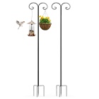 (color is different) Double Shepherds Hook Outdoor: 8ft Tall Metal Stake Adjustable Pole - Pack of 2 Heavy Duty Garden Hangers for Hanging Plant Basket Flower Pot Bird Feeder Latern Light (white) 
