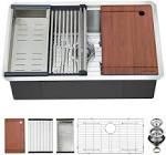 EcoChannels Undermount Kitchen Sink, 30 x 19 Inch Sink Kitchen 16 Gauge Stainless Steel Kitchen Sinks Single Bowl Workstation Sink with Cutting Board