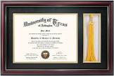 GraduationMall 11x17 Cherry Wood Diploma Frame with Tassel Holder for 8.5x11 Certificate Document,Real Glass,Navy Blue over Gold Mat Cherry With Gold Trim / Blue Gold Mat Diploma + Tassel