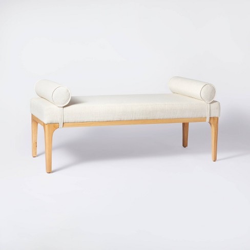 Randolph Bench With Bolster Pillows Linen