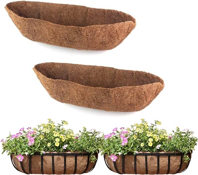 sekcen 24 inch window deck planter with coco liner (4 pack)