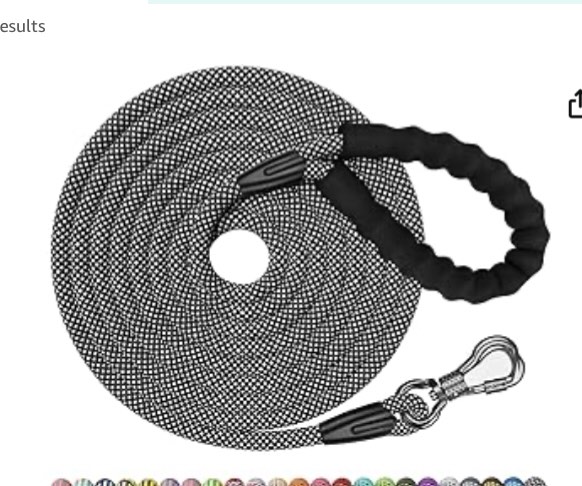 NTR Strong Dog Leash, 20FT Reflective Purple Rope Leash with Swivel Lockable Hook and Padded Handle,Cat Puppy Leash Lead for Small Medium Large Dogs Training, Playing, Camping,or Backyard, Black