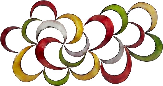 Deco 79 Metal Abstract Scalloped Wall Decor, 35" x 1" x 20", Multi Colored