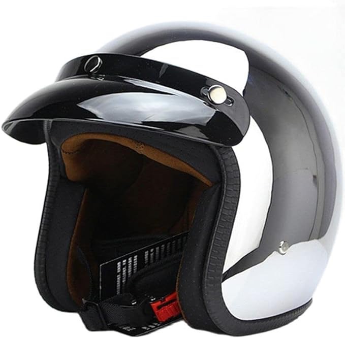 Harssidanzar Retro Motorcycle Helmet 3/4 Open Face Helmet Vintage Style for Men Women,DOT Approved CU601,Mirror Silver, Size XL