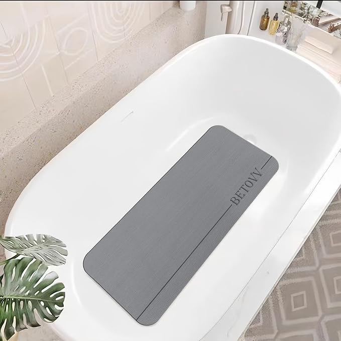 BETOVV Luxury Bathroom Shower Mat Anti Slip Secure Mat Quick Drying Bath Tub Mats Thick Soft Brushed Surface Thick Soft Mat for Shower Floor Rug Accessories Non Slip Size 16x34 