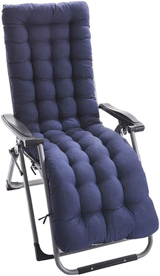 1 Pack Lounge Chair Cushion Indoor Outdoor Chaise Lounge Cushions with Cap Perfect for Garden Patio Mattress for Zero Gravity Chair (1pc, Blue)