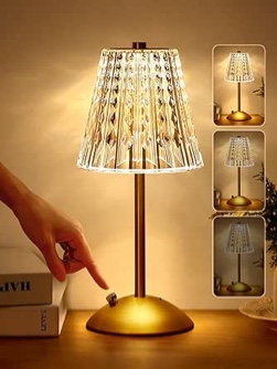 One Fire Table Lamps, Dimmable Crystal Table Lamp, 3 Colors LED Rose Lamp Diamond Crystal Lamp, Rechargeable Touch Lamp Small Lamp, Bedside Lamp Nightstand Lamp for Bedroom Living Room Dinner Bar